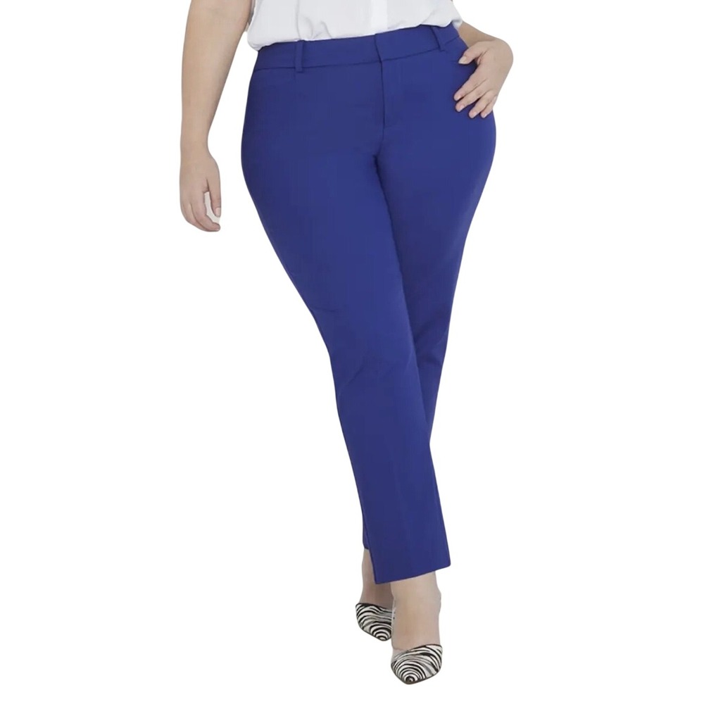 Eloquii Kady Fit Trousers Womens 18R Royal Blue Workwear Classic Ankle Pants New
